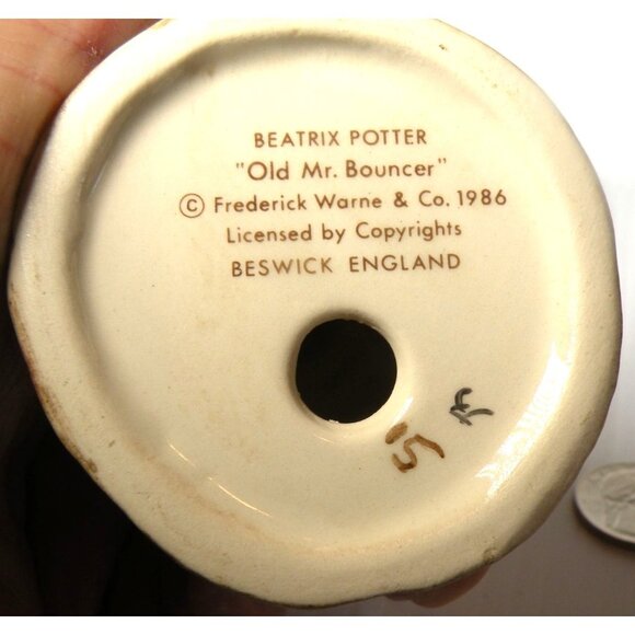 Beatrix Potter Beswick England Rare Vintage "Old Mr. Bouncer" 1986 Ceramic Figur - Picture 5 of 5